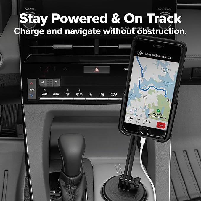 WeatherTech CupFone with Extension – Adjustable, Universal Cup Holder Cell Phone Mount Car & Truck Accessory – Best Design for iPhone & Smartphone Charging – Violet Metal Knobs