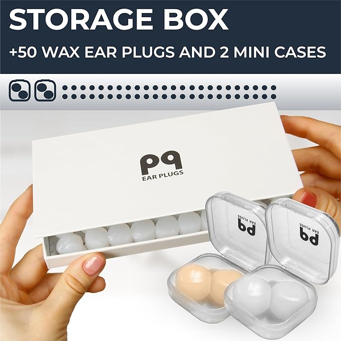 Peace&Quiet PQ Wax Ear Plugs for Sleeping - 30 Silicone Wax Earplugs for Sleeping and Swimming, Gel Ear Plugs for Noise Cancelling, Sleeping Earplugs, Sound Blocking Level of 32 Db, Color: Blue