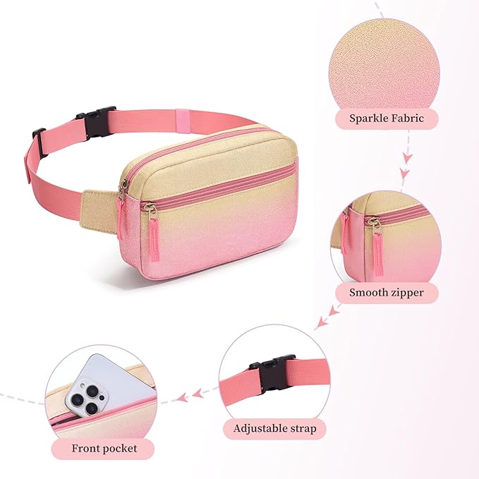 Fanny Pack Birthday Graduation Gifts for 7 8 9 10 11 12 13 Year Old Teen Girls Her Kids, Preppy Cute Trendy Stuff Colorblock Crossbody Bag Adjustable Belt Bags for Travel Essentials
