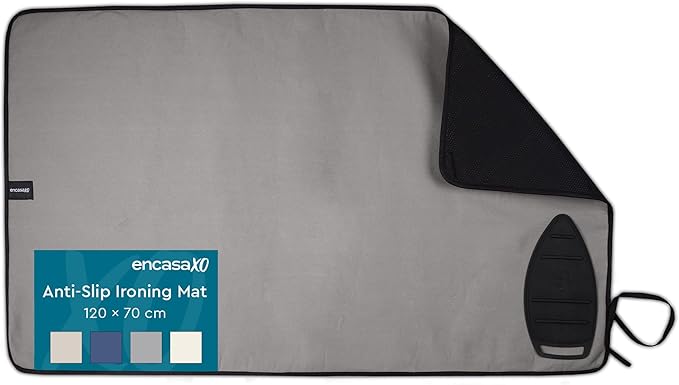 Encasa XO Ironing Mat/Pad Large 48"x28" with Padding, Anti-Slip, Silicone Iron Rest, Steam Press on Tabletop & Bed, Heat Resistant, Portable, Easy to Carry, Grey