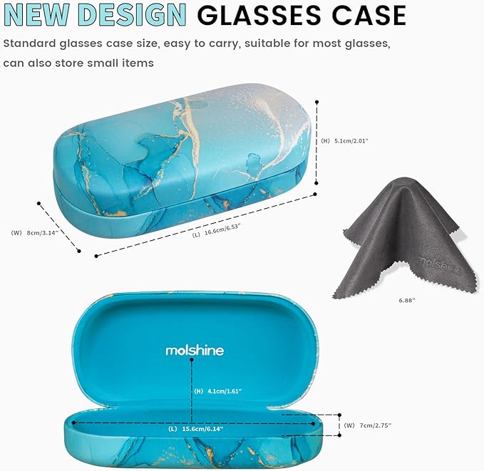 molshine Hard Shell Sunglasses Case,Classic Large Glasses Case for Women Men,Sunglass Eyeglasses