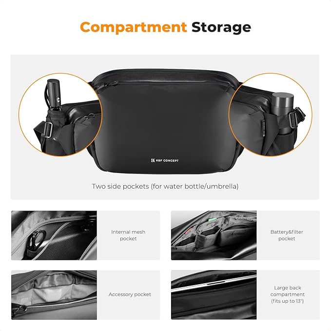 K&F CONCEPT Camera Sling Bag Crossbody Bag Waterproof Camera Shoulder Backpack DSLR/SLR/Mirrorless Camera Case