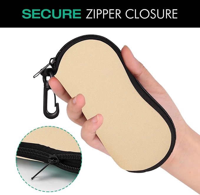 MoKo Sunglasses Soft Case Ultra Light Neoprene Zipper Eyeglass Case for Men Women
