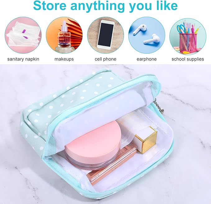 Gjinxi 3 PCS Period Bag with Zipper Discreet Tampons Holder Pouch Menstrual Pad Cup Pouches Cotton Panty Liners Sanitary Napkin Tampon Storage Bag First Period Pouch for Purse Women Travel & Daily Use