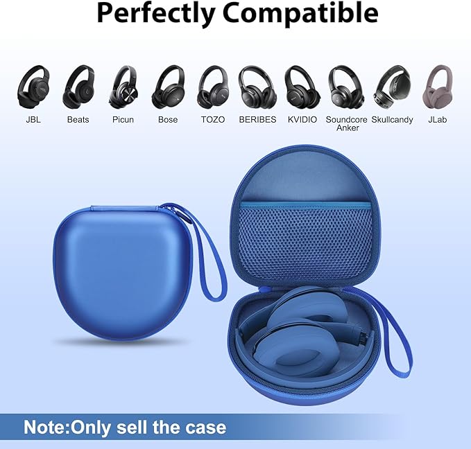 Headphone Case Compatible with JBL/Beats/BERIBES/Jlab/Picun/TOZO/KVIDIO/Soundcore Anker/Skullcandy Noise Cancelling Over-Ear Headphones, Pearl Blue