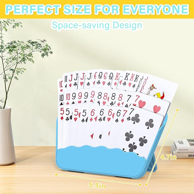 Tenyond Card Holders for Playing Cards - 4 Pack Playing Card Holder w/Foldable Stand for Stocking Stuffers, Travel Games, Seniors, Little Hand or Arthritis Hand, UNO, Poker, for Holidays Game Night