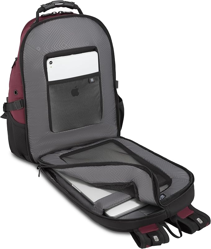 SWISSGEAR Sion 2-Piece Travel Set, Softside Expandable Carry-On Spinner Bundled with 1900 ScanSmart 17" Laptop Backpack with RFID Blocking & Tech Organization, Merlot