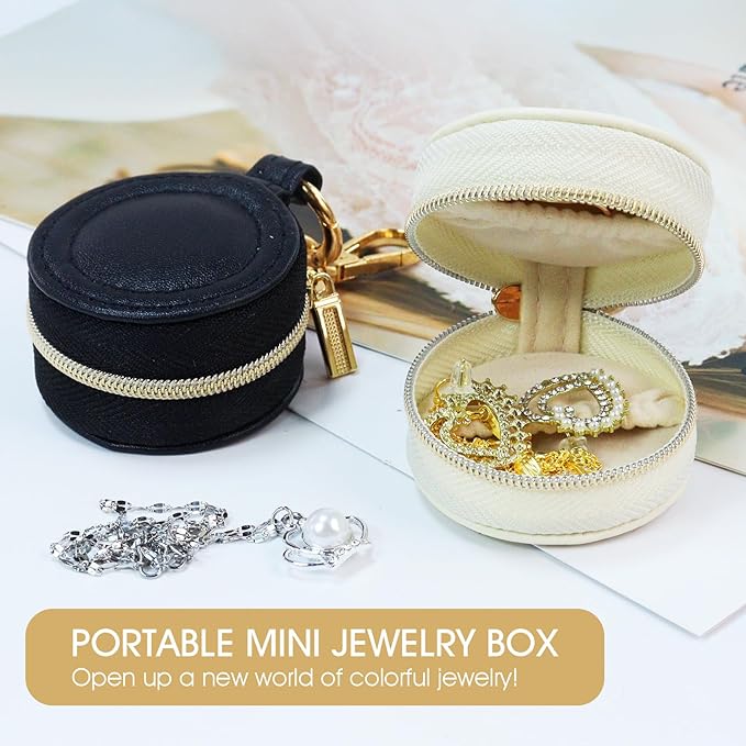 Portable Ring Keychain Holder for Gym and Travel - White Jewelry Holder for Sports Bag, Compact Ring Earring Necklace Storage Case