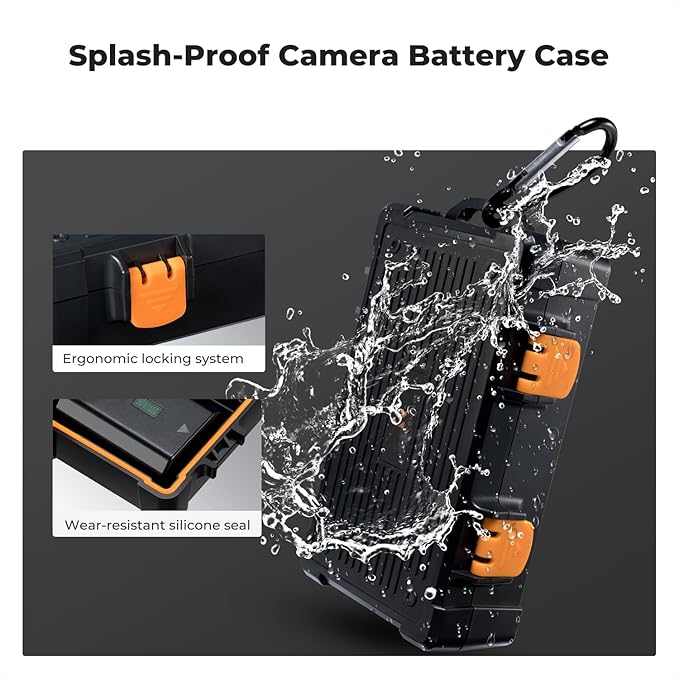K&F CONCEPT Camera Battery Memory Card Case for 5 SD Cards, 2 Camera Batteries, 6 TF Cards, 3 CFE-A, 2 CF/XQD/CFE-B Cards, Water-Resistant Anti-Shock Case for Camera Batteries, NP-FZ100/NP-FZ50