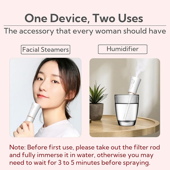 Portable Small Humidifier Dual Nozzle - Large Cool Mist Humidifiers Double Spray Ports, Water Shortage Protection, Ultra-Quiet, Mini Humidifier for Bedroom Plants Office Car Travel (Red)