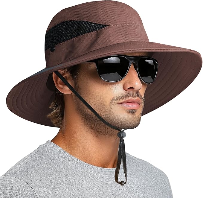 PFFY Sun Hats for Men Women Wide Brim Bucket Hat UPF 50+ Outdoor Beach Hiking Fishing Hat