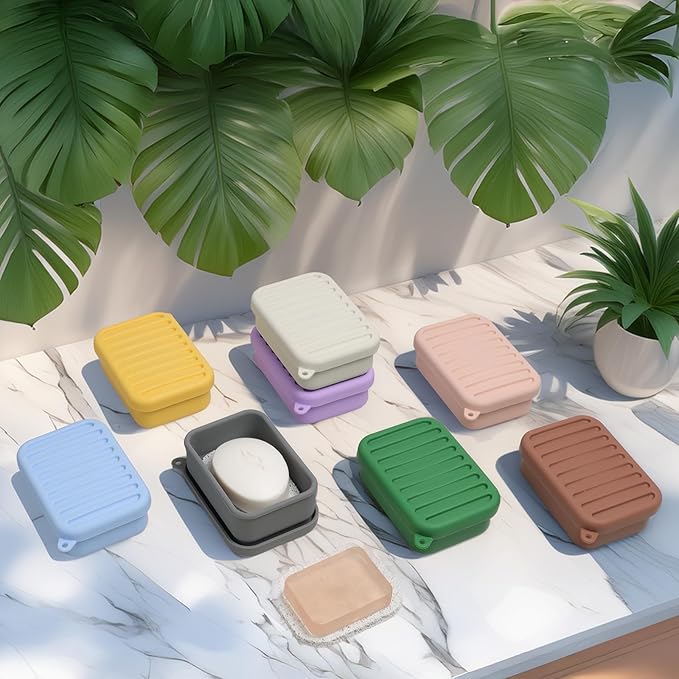 Superior Leak-Proof Silicone Travel Soap Case with Drainage Lid/Layer, Compact Bar Soap Container, Durable Soap Holder for Camping, Gym, and Travel Size Toiletries (Mint Green)