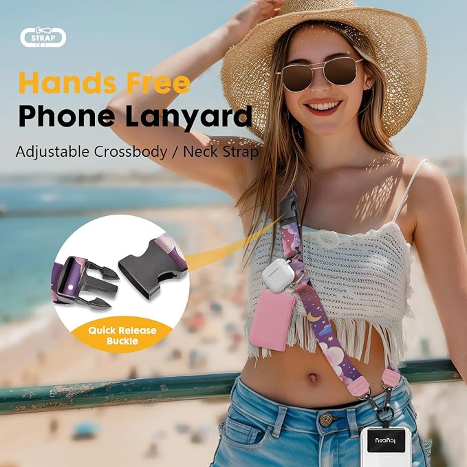 Icycay Phone Lanyard Crossbody, Clouds Cell Phone Strap for Around The Neck Adjustable, Anti Theft Cute Lanyard for ID Holder Keys Accessories Travel Essential