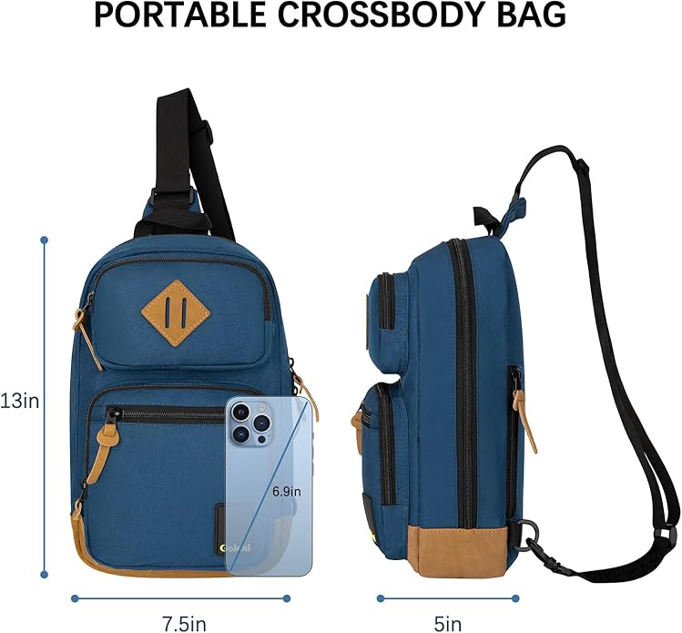 Goloni Sling Bag Crossbody Shoulder Bag for Men Women,Waterproof Lightweight Casual Daypack with Multi-Pockets