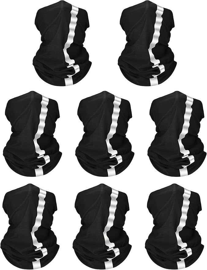 SATINIOR 8 Pcs Neck Gaiter Face Mask, Reflective Summer UV Protection Cooling Scarf Neon Breathable Bandana for Men Women