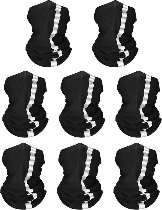 SATINIOR 8 Pcs Neck Gaiter Face Mask, Reflective Summer UV Protection Cooling Scarf Neon Breathable Bandana for Men Women
