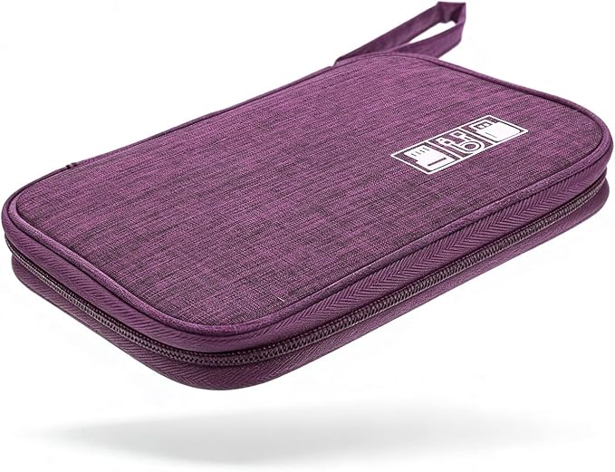Yamrots Travel Cable Organizer, Electronic Organizer Travel Case, Portable Storage Bag for SD Card, Charger, Power Bank, Earphone (Purple)
