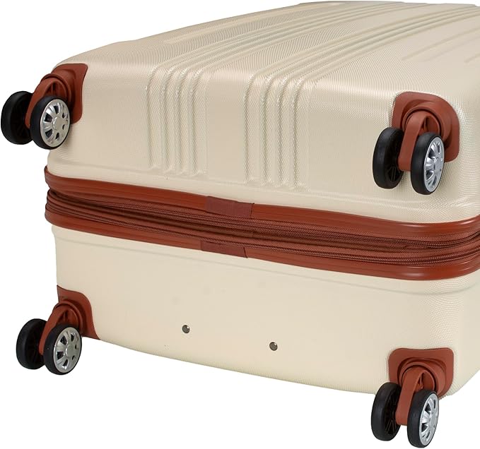 Rockland London Hardside Expandable Spinner Wheel Luggage, Checked Large 28", White