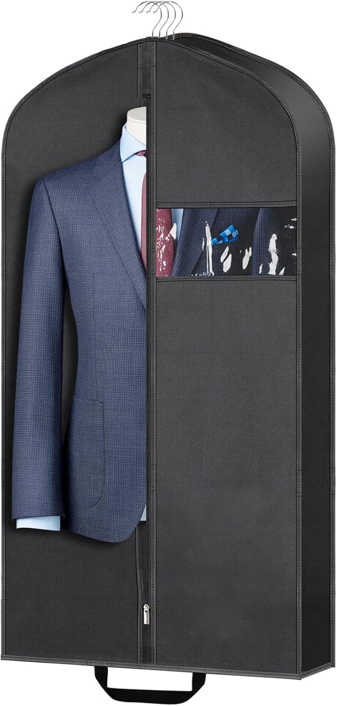 KintKita 43" Garment Bags for Hanging Clothes & Travel, 4" Gusseted Suit Bag for Closet Storage, Hanging Bags for Clothes Travel with 2 Handles for Tuxedos, Coats,Shirts & Dresses