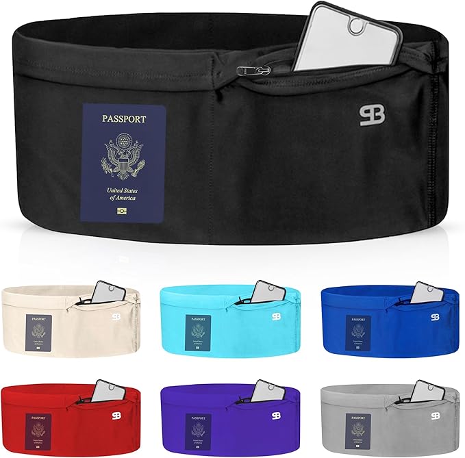 StashBandz No-Bounce Running Belt for Women & Men – Phone Holder Fits All Phones, 4-Pocket Slim Fanny Pack with Zipper – Travel Money Belt Waist Pack for Running & Workout