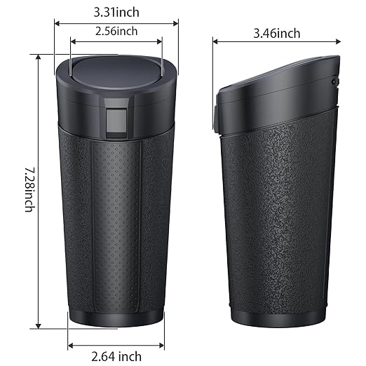 Car Trash Can Cup Holder with Lid, Cup Holder Trash Can for Car, Mini Vehicle Garbage Bin for Cup Holders and Door Pockets, 30 Bags, Black