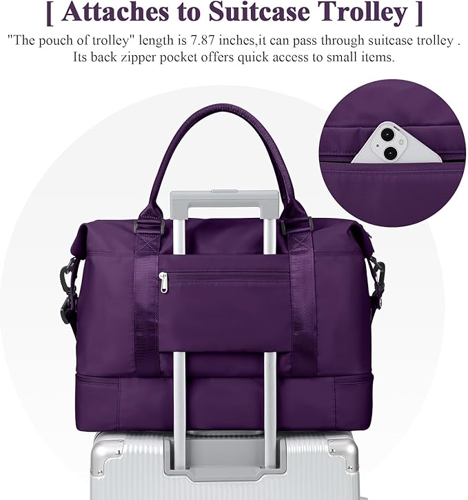 Travel Duffel Bag with Shoes Compartment, Overnight Weekender Bags for Women,Carry on Personal Item Bag