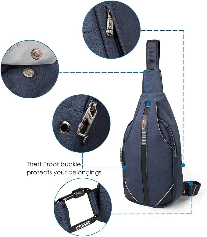 WATERFLY Mini Crossbody Sling Backpack Anti Theft Backpack for Traveling Chest Shoulder Bag