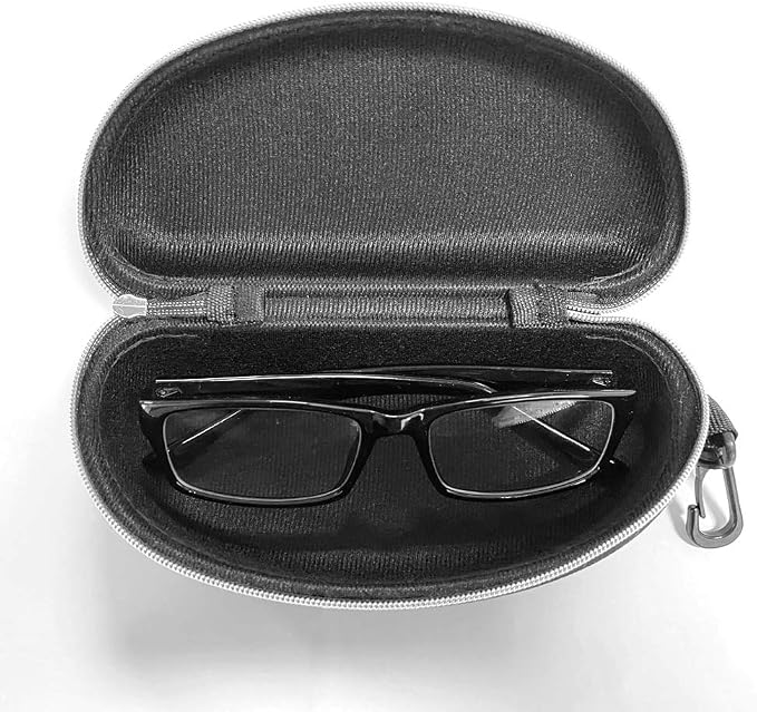 3 Pack Zipper Shell Eyeglasses and Sunglasses Case with Plastic Carabiner Hook