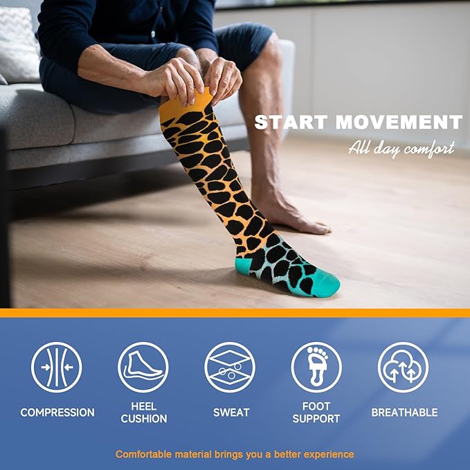 bropite Flora Compression Socks for Women & Men-Knee high 6 Pairs 20-30mmhg Support Running Nurse Travel