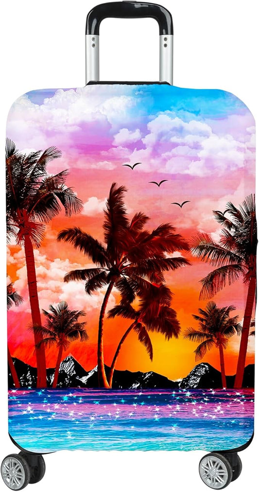Luggage Covers for Suitcase Elastic Suitcase Covers Luggage Protector Anti-scratch Fits 28-30 Inch Sunset Coconut Tree