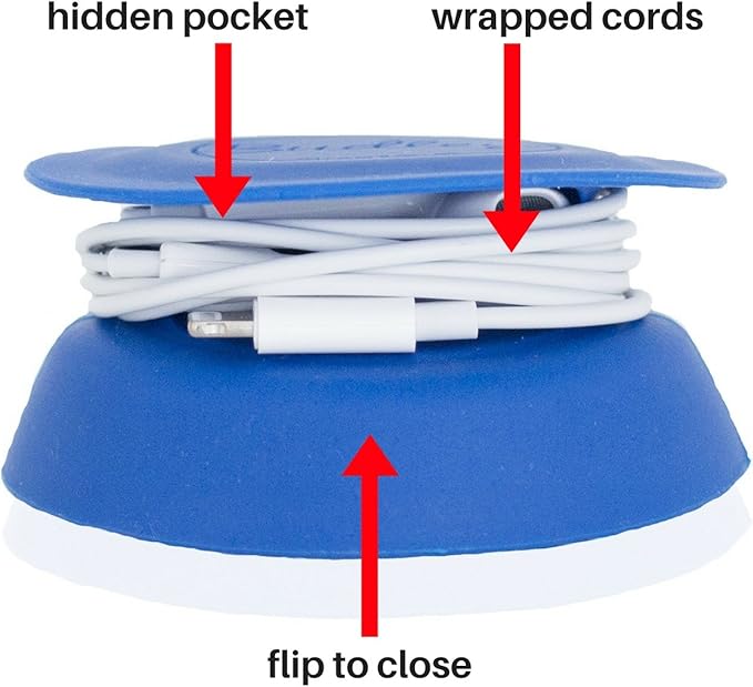 Budley - Tangle-Free Earphone/Earbud Case, Compact Storage System, Silicone (Royal Blue, Set of 1)