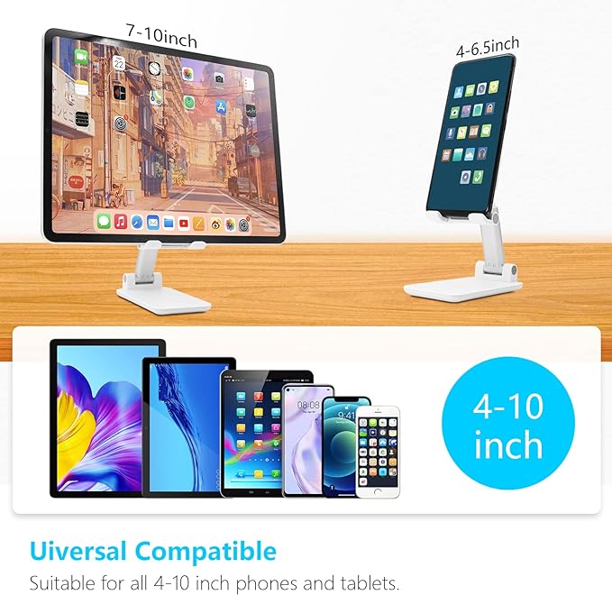 2 Pack Cell Phone Stand, Fully Adjustable Angle Height Phone Stand for Desktop, Foldable Phone Holder Compatible with All Phones 15 14 13 12 11 (Black and White)