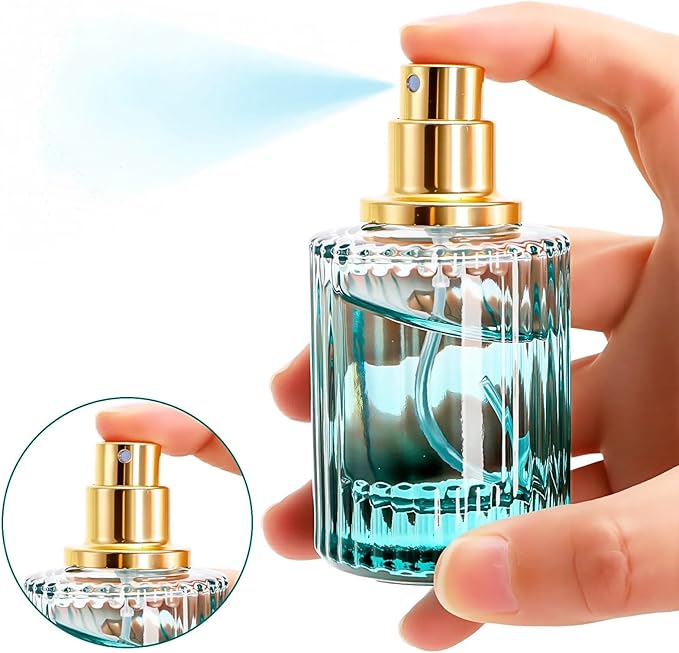 Lawei 6 Pack 30ml/1oz Refillable Perfume Bottles, Empty Small Glass Spray Bottles with 4 Kinds of Perfume Dispenser, Portable Travel Atomizer Bottle, Leak-proof Fragrance Containers for Men/Women