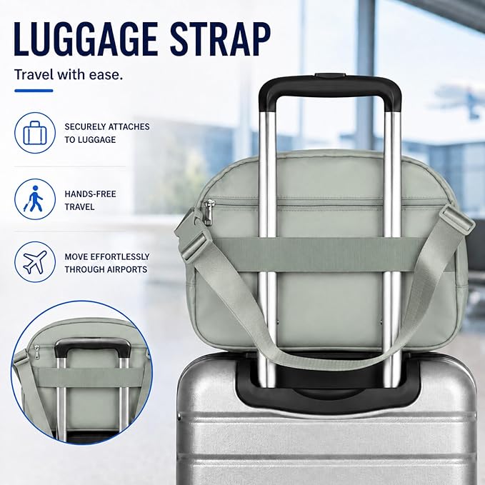 Travel Blanket Airplane Compact with Bag, Soft 40" x 60" Blanket with Luggage Strap & Underseat Personal Item Organizer for Flights, Home & Office, Grey