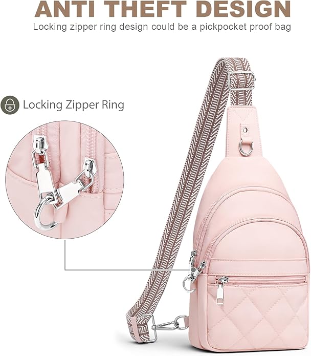 SYTRAH Sling Bag for Women, Anti-Theft RFID Crossbody Bag Nylon Sling Purse for Travel, Puffy Small backpack