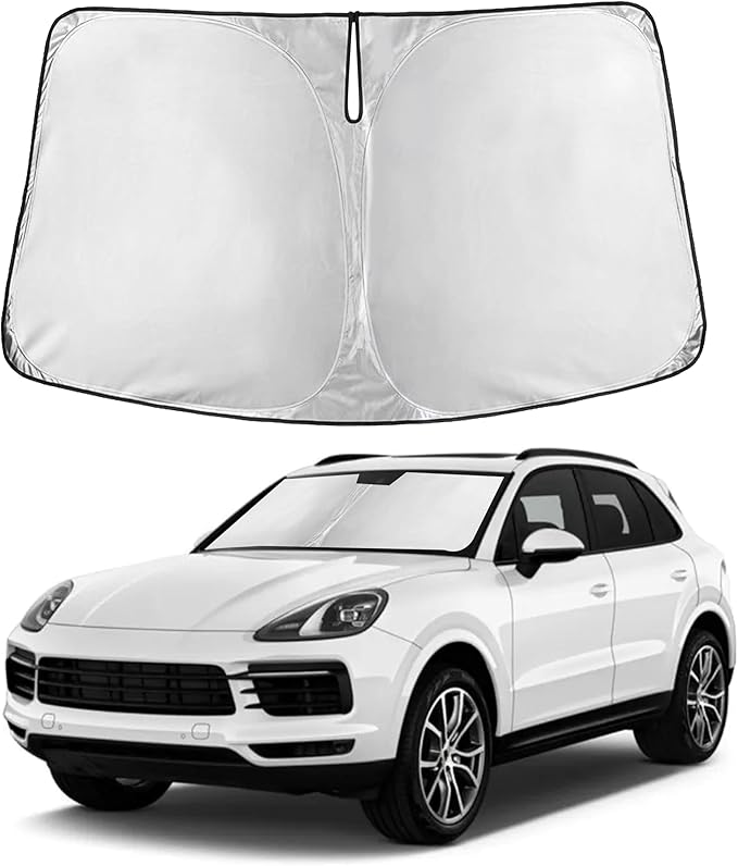 Autovir Windshield Sun Shade Fit for 2019-2023 2024 2025 Porsche Cayenne Sunshade, Front Car Window Shades Sun Visor, Blocks UV Rays & Heat, Car Accessories