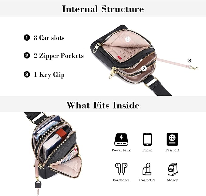 INICAT RFID Blocking Sling Bag, Anti Theft Crossbody Bag for Women Compact Travel Purses Leather
