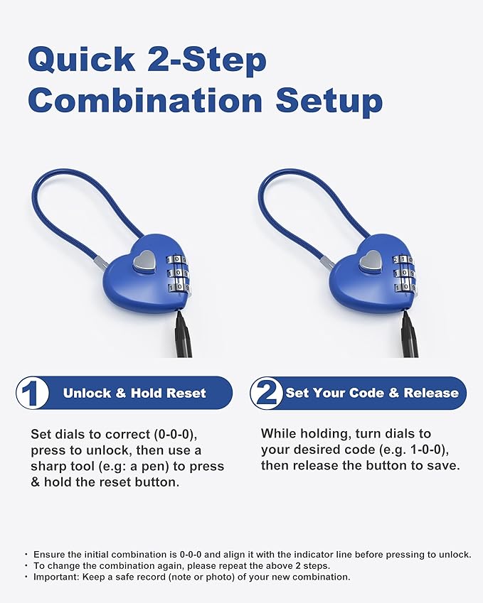 3 Digit Combination Lock, Thin Cable Lock with Code, Cable Padlock Combination, for Travel Essentials, Luggage, Helmet, Stroller, Wardrobe Closet, French Refrigerator Door, Pool Gate