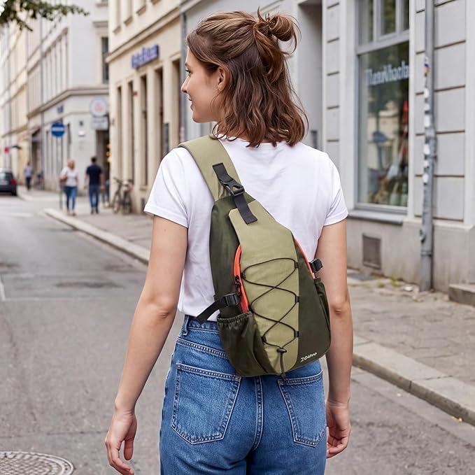 G4Free Sling Bag for Men Women, RFID Blocking Crossbody Bags, Hiking Daypacks Small Sling Backpack Chest Shoulder Bag Travel - Dark Green