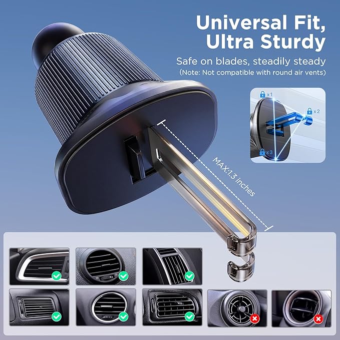 Miracase Car Phone Holder for Magsafe [Strong Magnets] Magnetic Phone Holders for Your Car, 360°Adjustable Air Vent Hands Free Cell Phone Mount Cradle Fit iPhone 17-12 & All Smartphones, Black