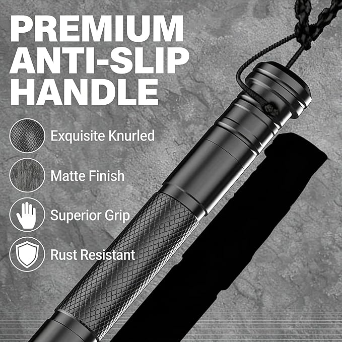 Trekking Pole Tactical Walking Stick, Multifunctional Aluminum Collapsible Survival Hiking Pole with Storage Bag for Women Men Seniors Camping Backpacking