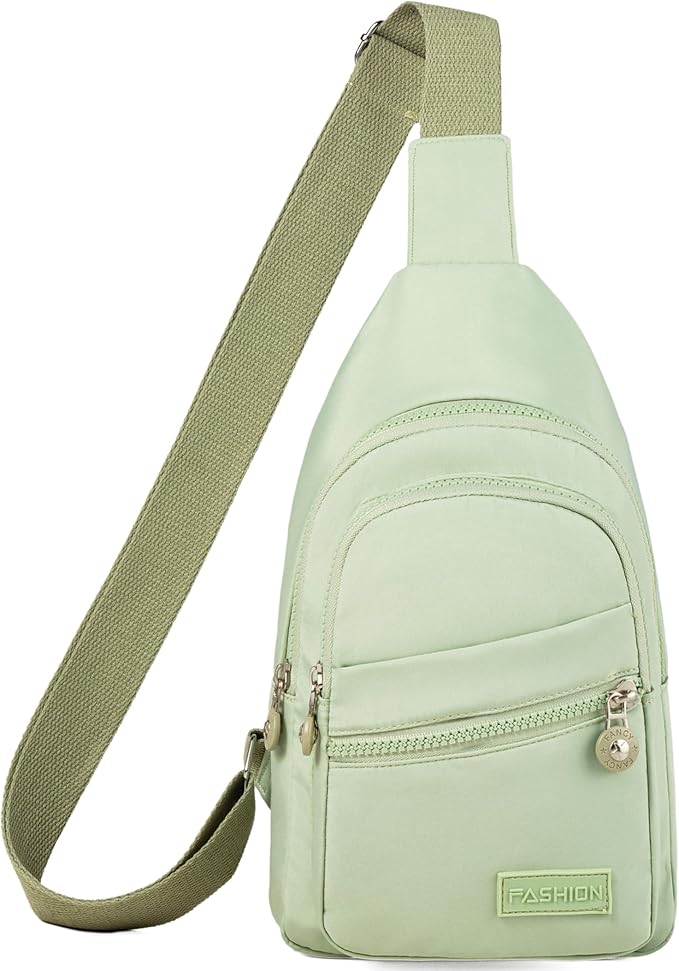 Banelu Small Sling Backpack Crossbody Bags for Women Men, Small Sling Bag Cross Body Bag Fanny Packs Crossbody Purses - Lights Green