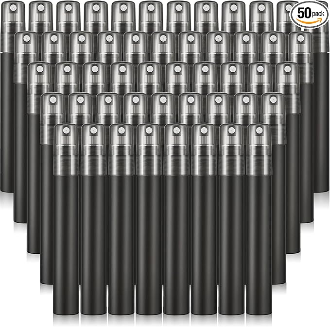 Remerry 50 Pcs 10 ml Mini Spray Bottles Perfume Spray Bottles Plastic Travel Refillable for Women Small Fine Mist Sprayers Portable Frosted Perfume Sprayers Empty Atomizer for Essential Oil