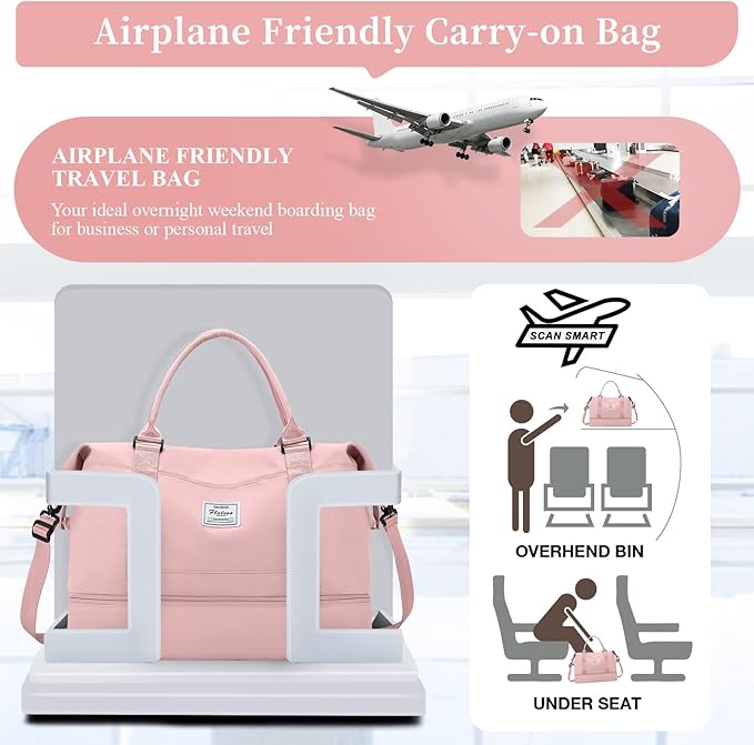 SYCNB Weekender Bags for Women,Personal Item Travel Bag with Shoes Compartment,Overnight Travel Duffel Bag with Separate Toiletry Bag&Mini Crossbody Bag,Gym Bag