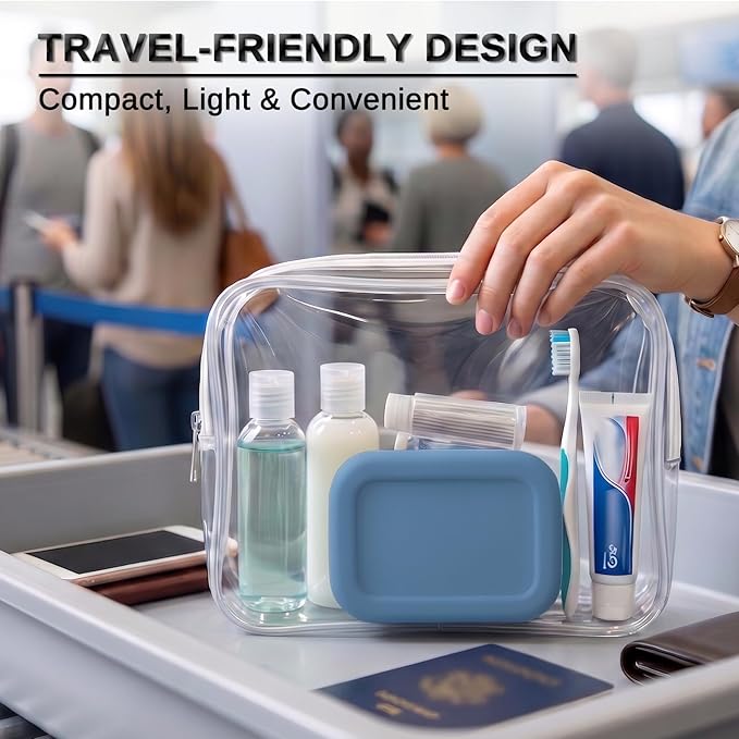 HighHerz Leak Proof Silicone Travel Soap Case with Draining Tray - Bar Soap Holder for Travel, Gym & Camping - Mess-Free Portable Soap Container for Carry-on Bags (Dark Blue)
