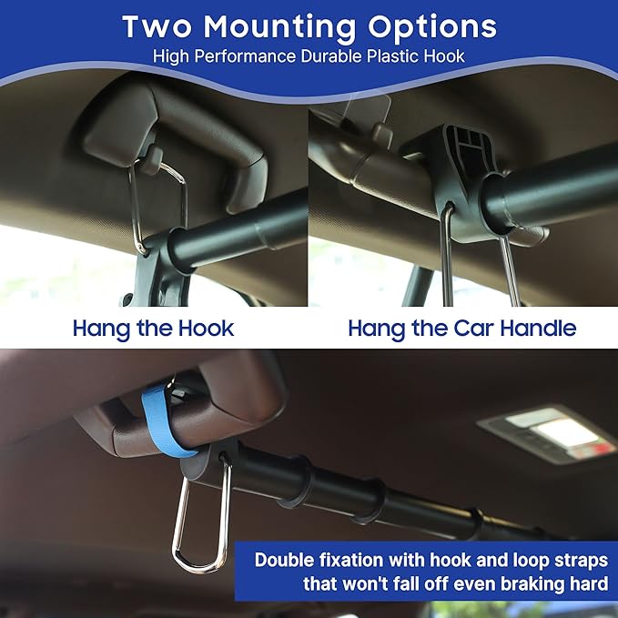 Extra Long Heavy-Duty Car Clothes Hanger Bar, Telescopic Clothes Rack for Car Travel (28"-73") Fits Large Vehicles, SUVs, Trucks, Holds 60 Clothes with 2 Hook and Loop Straps（Hold Up to 70lbs）