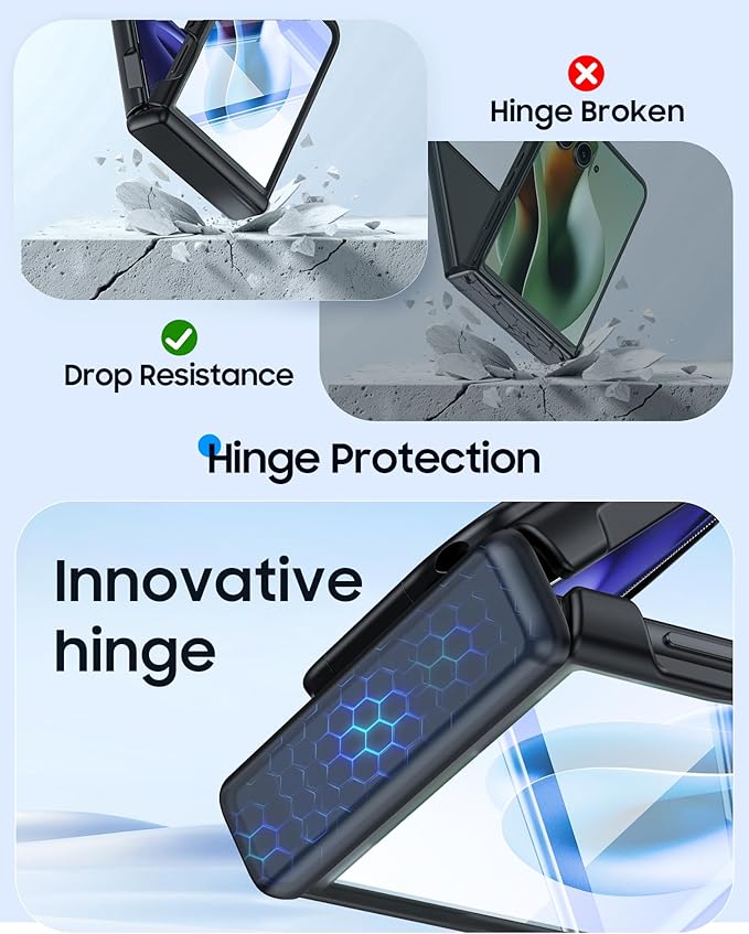 for Motorola Razr Ultra 2026 Case/Razr Ultra 2025 Case with Ring Holder,Hinge Protection, Screen Protector, Translucent Frosted Shockproof Slim Cover for Razr Ultra 2026/2025 -Black