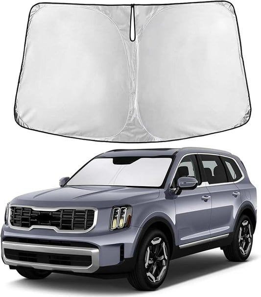 Autovir Windshield Sun Shade Fit for 2020-2023 2024 2025 Kia Telluride Sunshade, Front Car Window Shades Sun Visor, Blocks UV Rays & Heat, Car Accessories