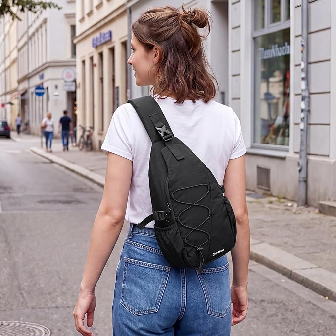 G4Free Sling Bag for Men Women, RFID Blocking Crossbody Bags, Hiking Daypacks Small Sling Backpack Chest Shoulder Bag Travel - Black