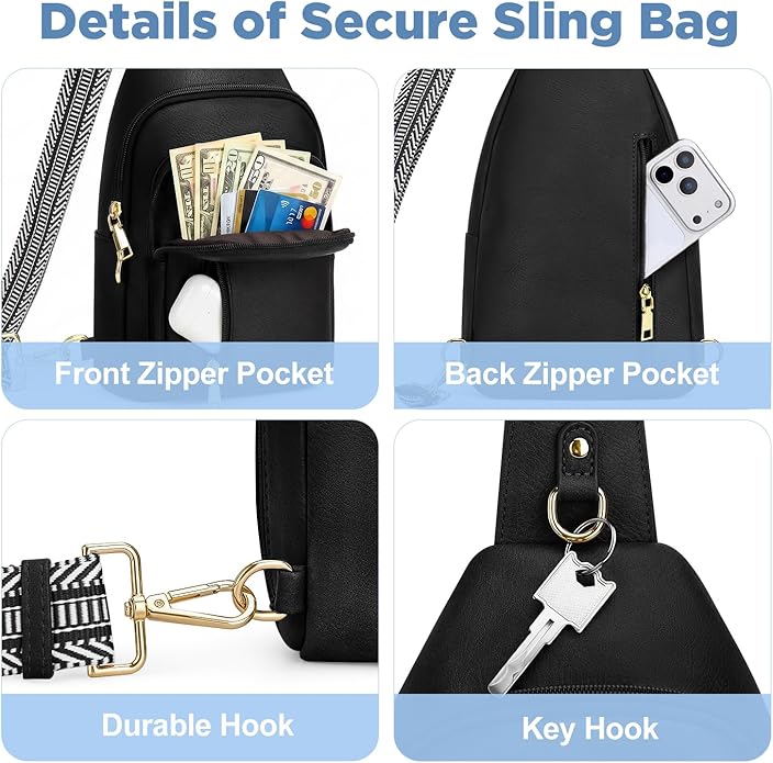 Anti Theft Crossbody Bags for Women RFID Sling Bag, Vegan Leather Cross Body Travel Purse for Women Men